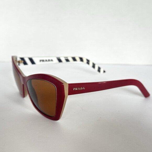 Prada Italy Women Sunglasses Butterfly Red Used Frames New Lenses & Case SPR 07X - Picture 5 of 16